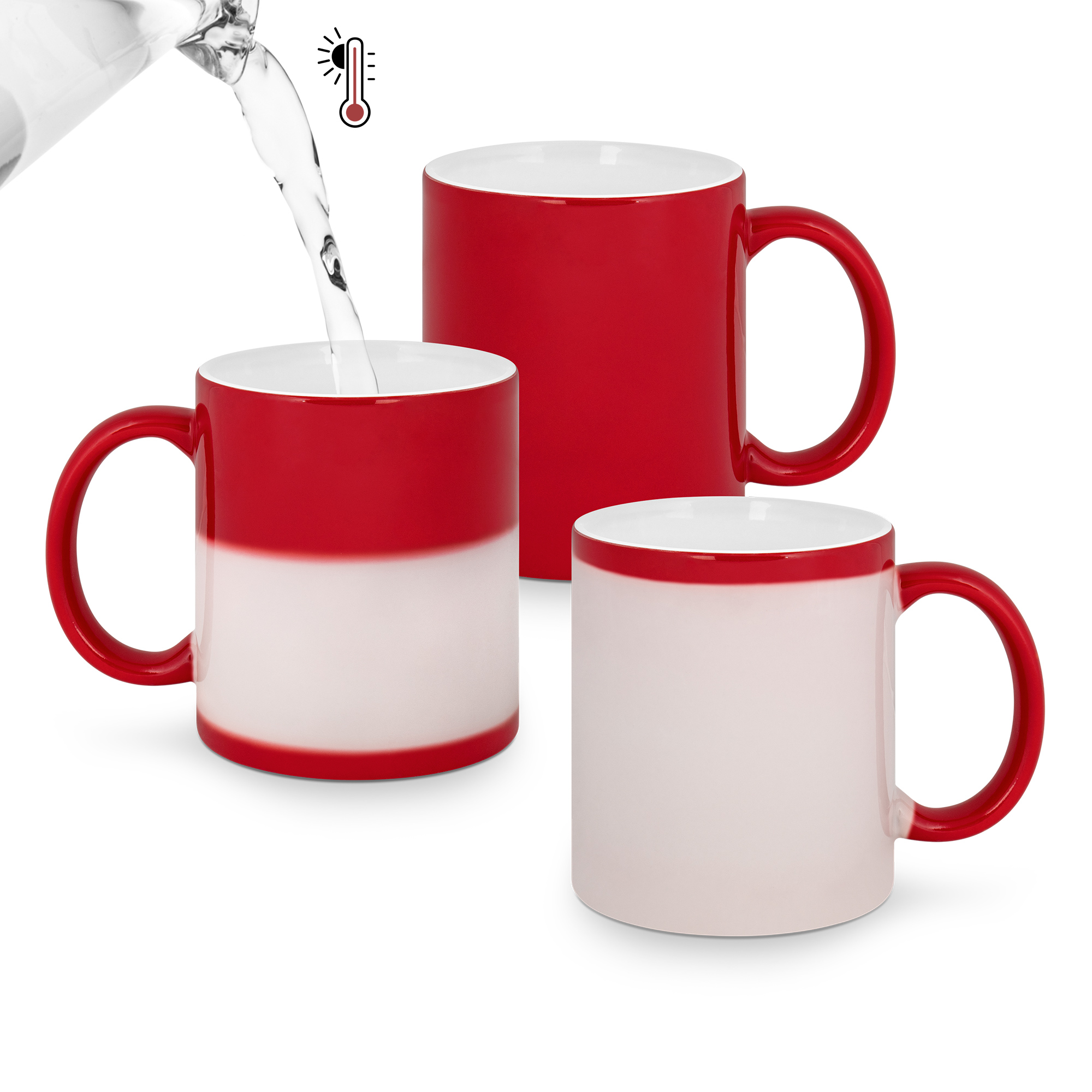 Magic Farbwechseltasse mit Fotodruck – Thermo-Zaubertasse 330 ml in Rot