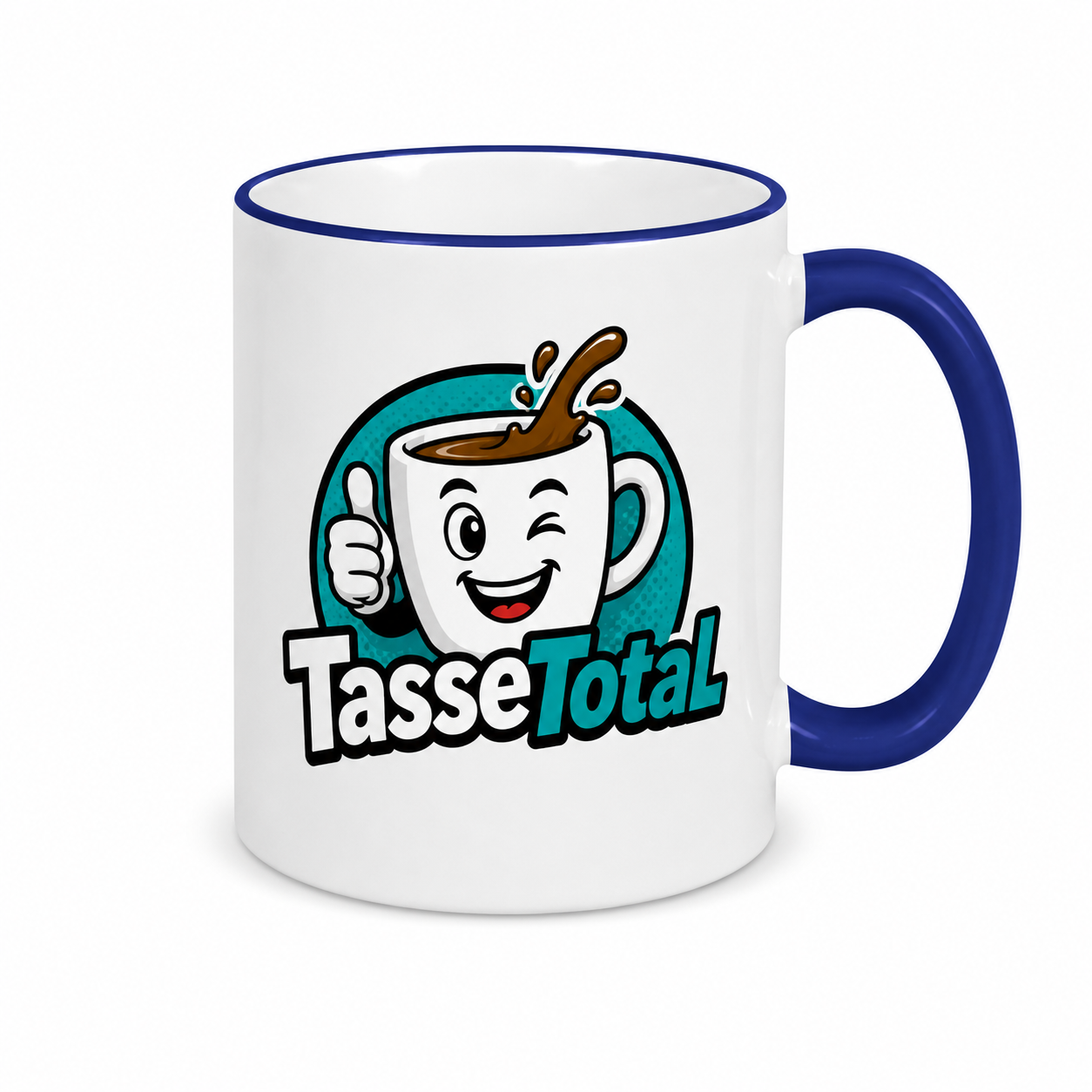 Keramiktasse RIM & HANDLE Kobaltblau mit Orca™-Coating – Fototasse 330 ml mit farbigem Rand & Henkel