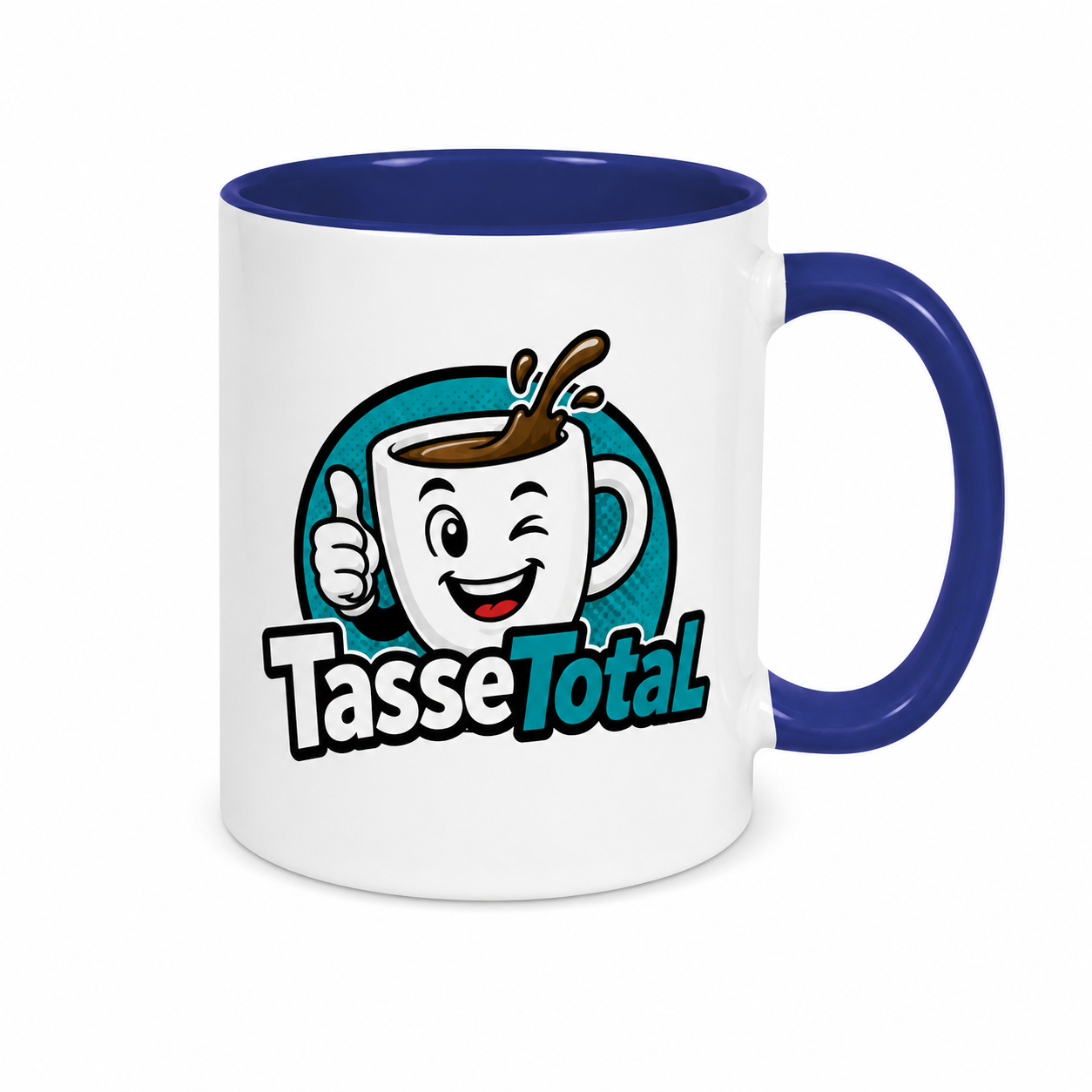 Keramiktasse TWO TONES & HANDLE Kobaltblau mit Orca™-Coating – Fototasse 330 ml mit farbiger Innenseite & Henkel