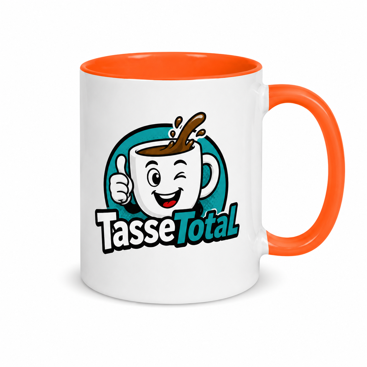 Keramiktasse TWO TONES & HANDLE Orange mit Sublistar®-Coating – Fototasse 330 ml mit farbiger Innenseite & Henkel